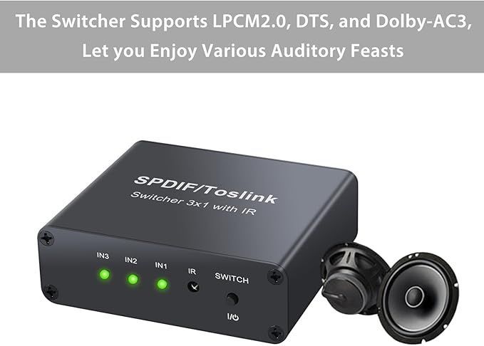 Przełącznik audio LiNKFOR Toslink SPDIF 3 wejścia z pilotem