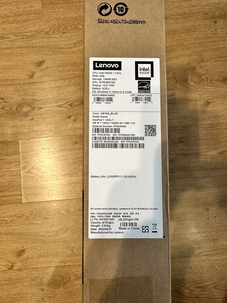 Ноутбук Lenovo IdeaPad 1 14iGL7 (PF4CRHNC) N4020/4Gb/128Gb Новий