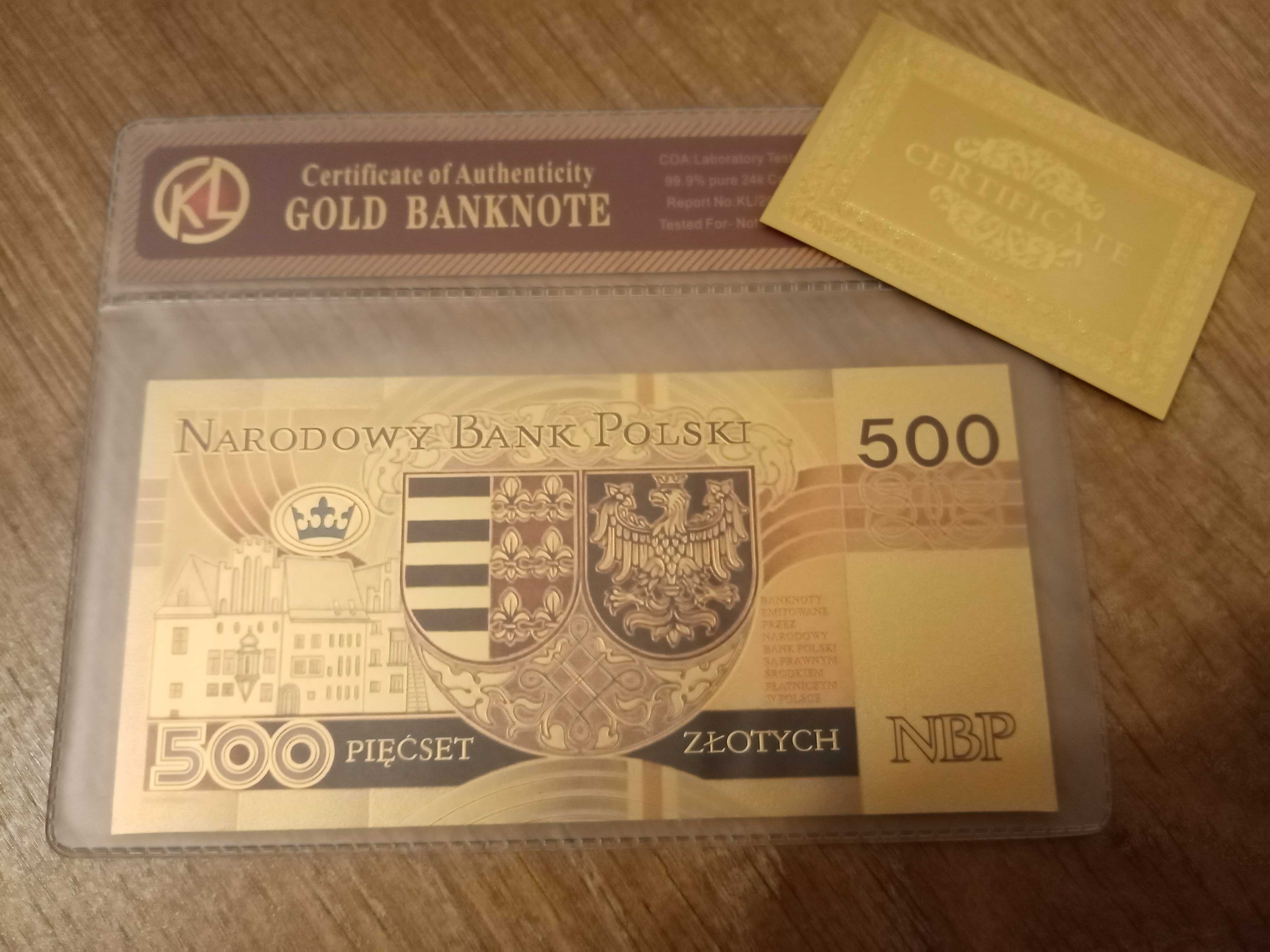 Złoty banknot kolekcjonerski 500zł królowa Jadwiga + certyfikat