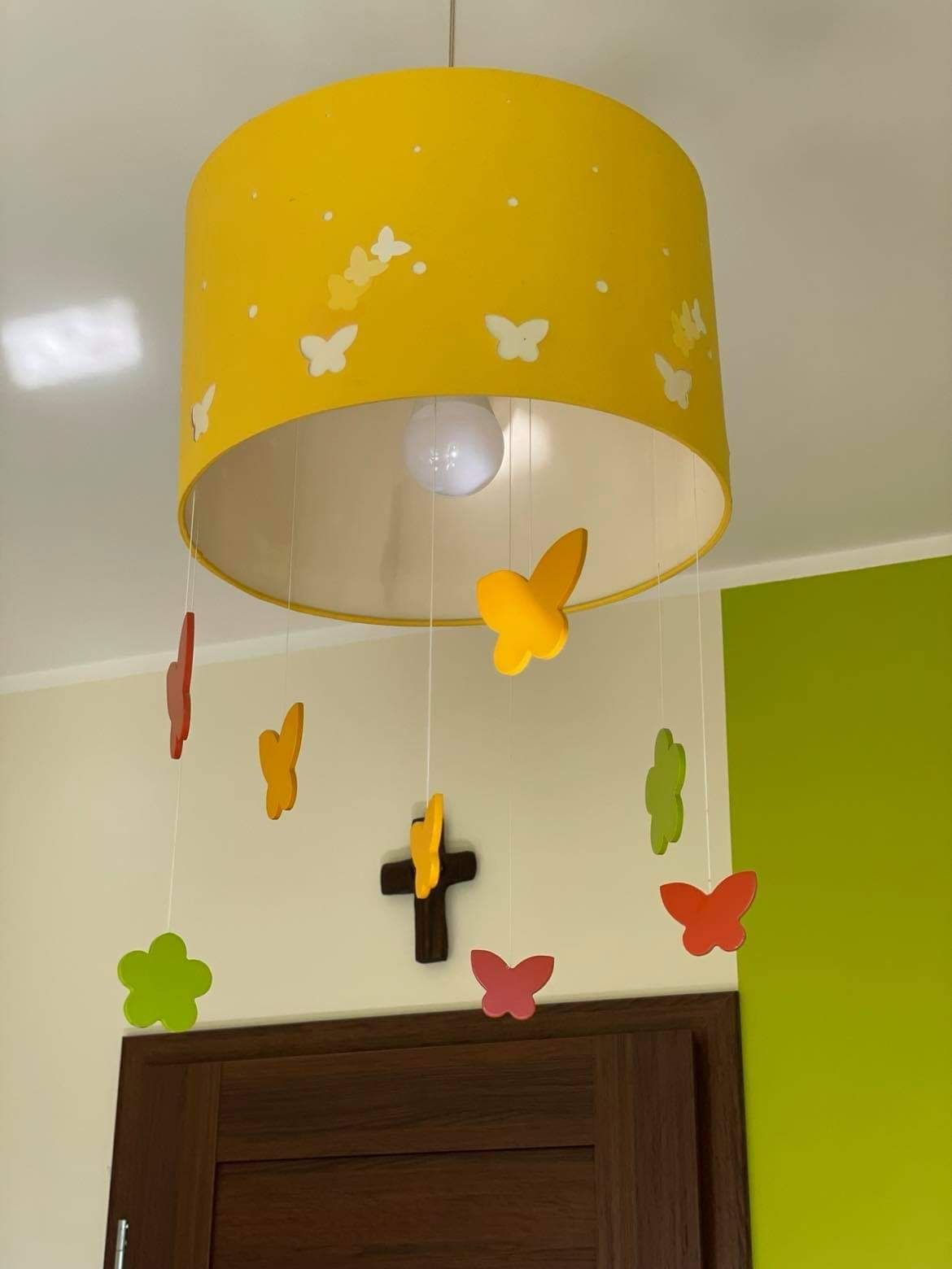 Lampa z kloszem motylki Żółta massive