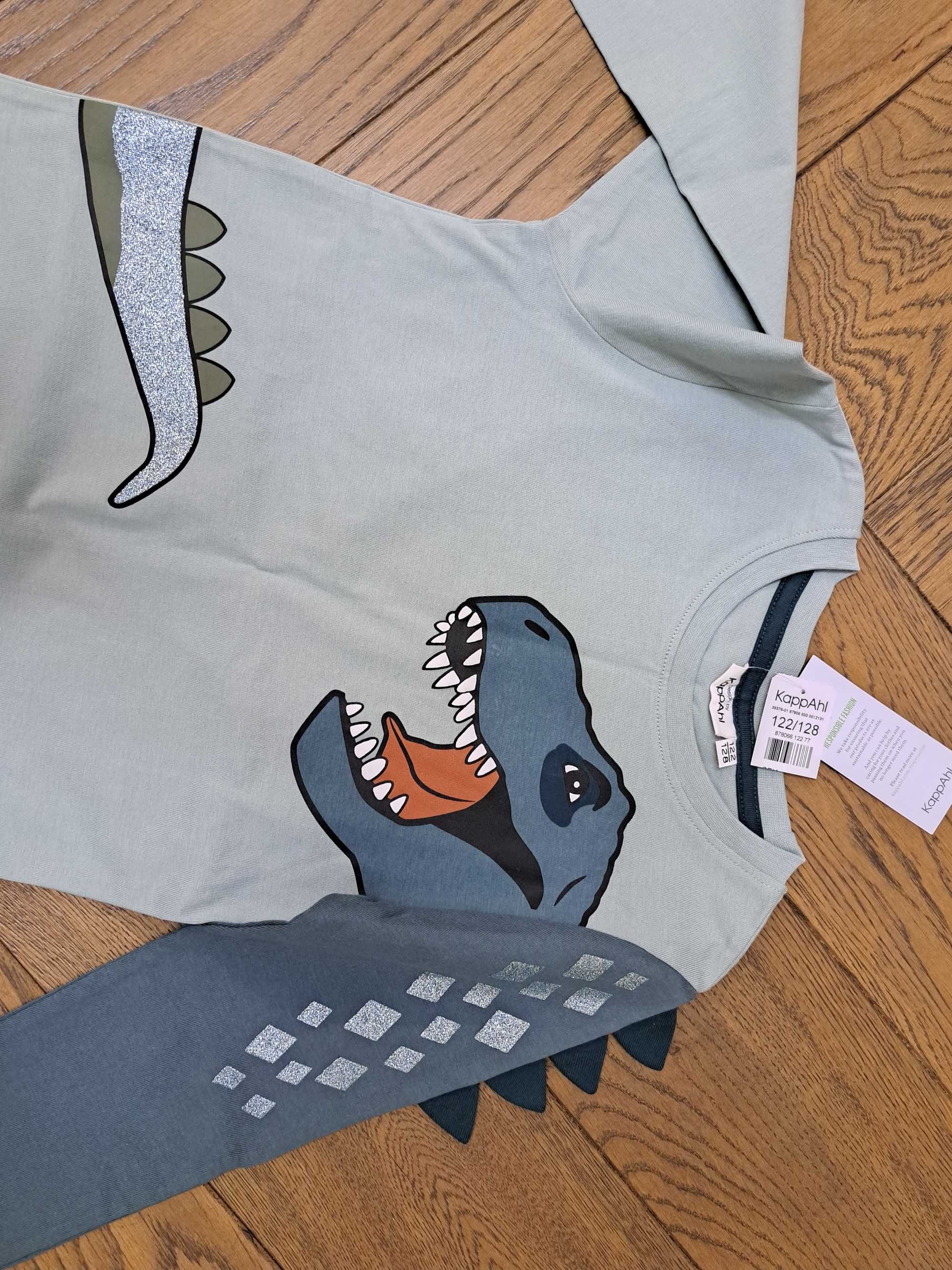 NOWE spodnie dresowe + bluzka Kappahl rozm 122/128 kostium dinozaura