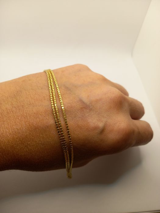 Srebrna pozłacana bransoletka, próba 925, długość 19 cm