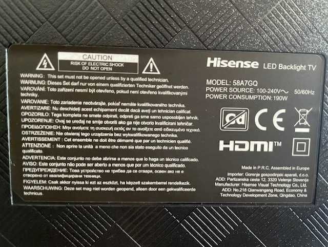 SmartTV HISENSE 58A72GQ (QLED - 58'' - 4K]