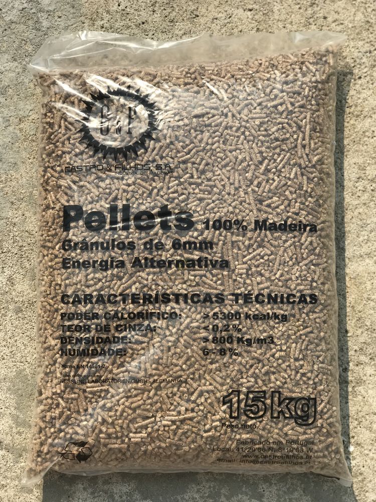 Pellets saco 15kg 100% madeira