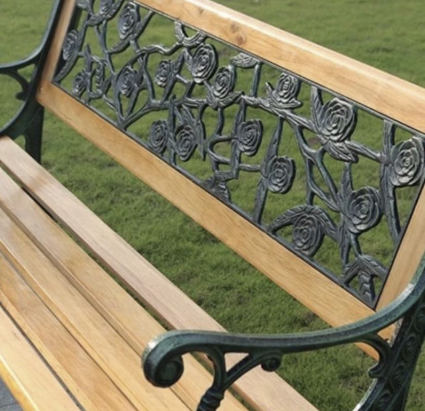 Duża ławka ławeczka ogrodowa metalowa z oparciem 122 cm