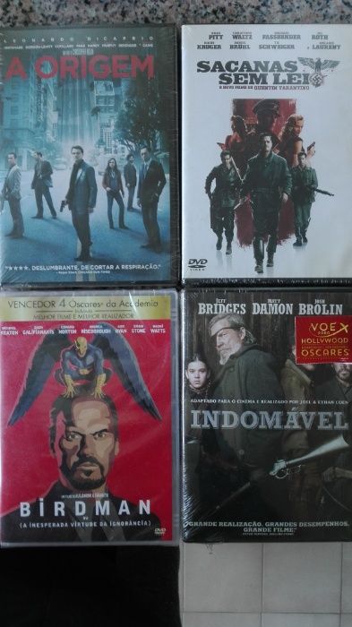 DVDs selados O Capote, A Origem, Birdman, Indomável