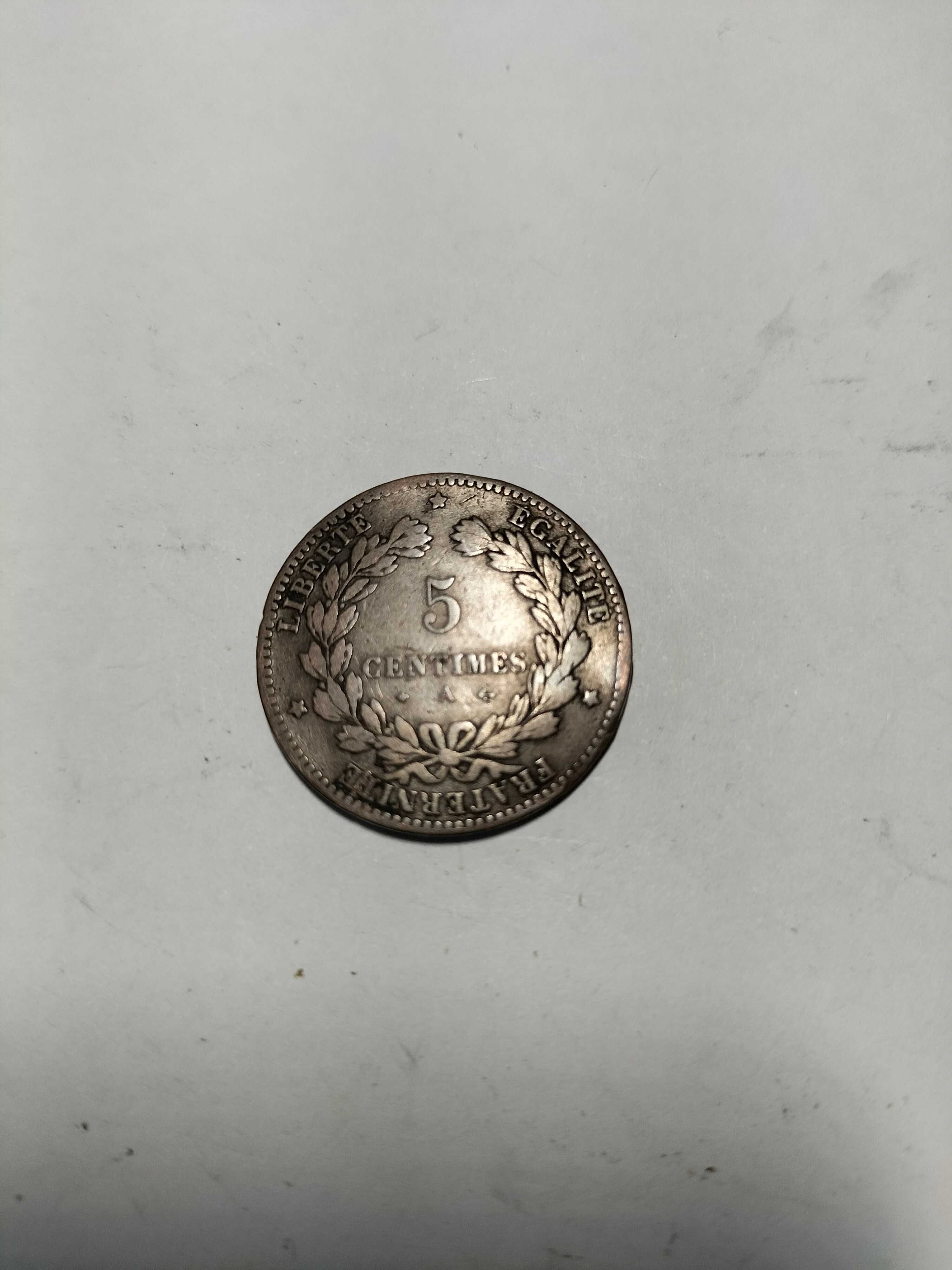 Moeda França 5 centavos 1876  Лот 69