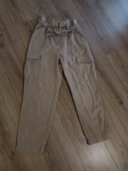 Spodnie damskie M typu cargo karmelowe jasny brąz