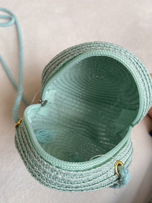 Torebka Mini - Boho Letnia na ramię - słomiana, Turkus/Sea Blue