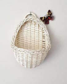 Wiszacy koszyk pojedynczy wiklinowy handmade