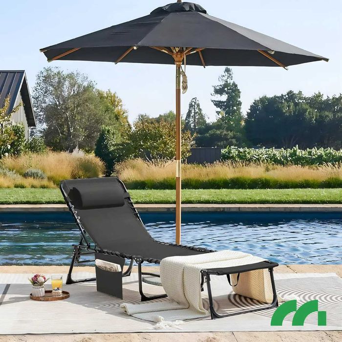 Розкладний садовий шезлонг, лежак Beach Chair Oasis сірий