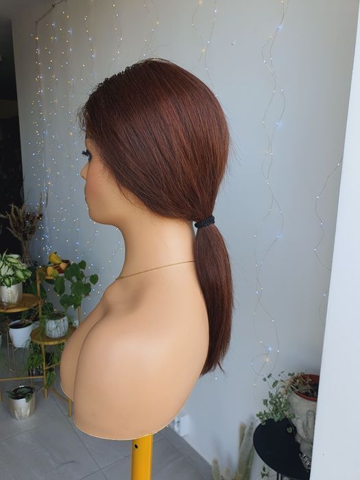 Peruka z włosów naturalnych w 100% Olga lace front brąz