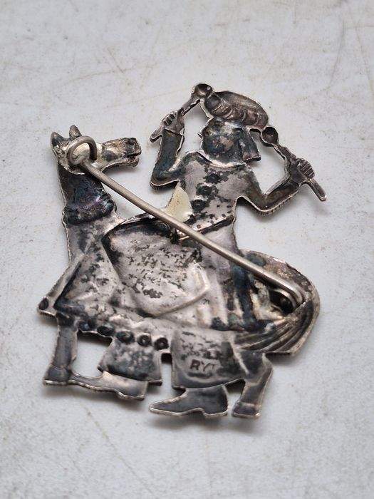 Stara Srebrna Polska Broszka Lajkonik Rytosztuka Cepelia Prl