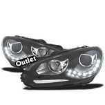 R012817C11 FAROIS FRENTE DRL VOLKSWAGEN VW GOLF VI 6 FUNDO PRETO