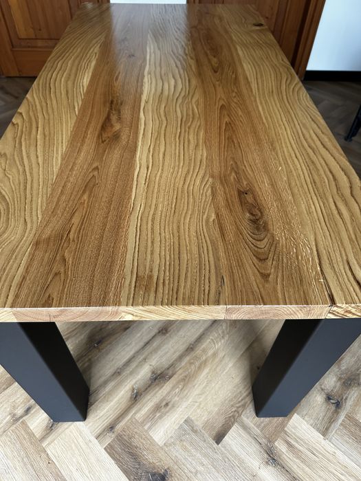 NOWY Stół dębowy z litego drewna  solidny, metalowe nogi loft