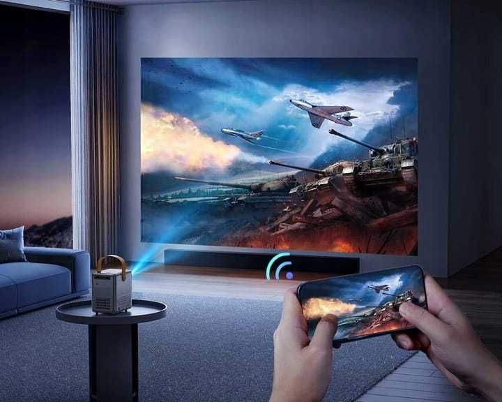 Projektor LED Przenośny Rzutnik Mini Feegar Show WiFi 5G USb HDMI