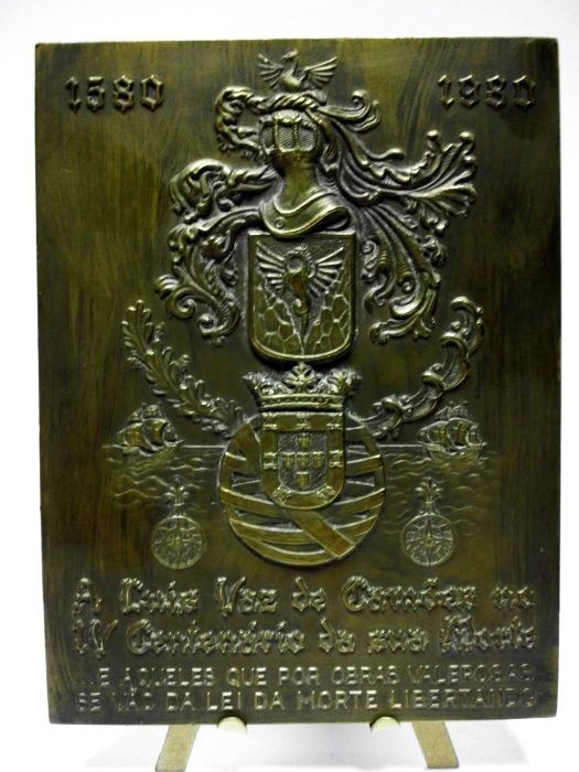 Placa em Bronze -Luis Vaz de Camões-IV centenário da sua morte 1980