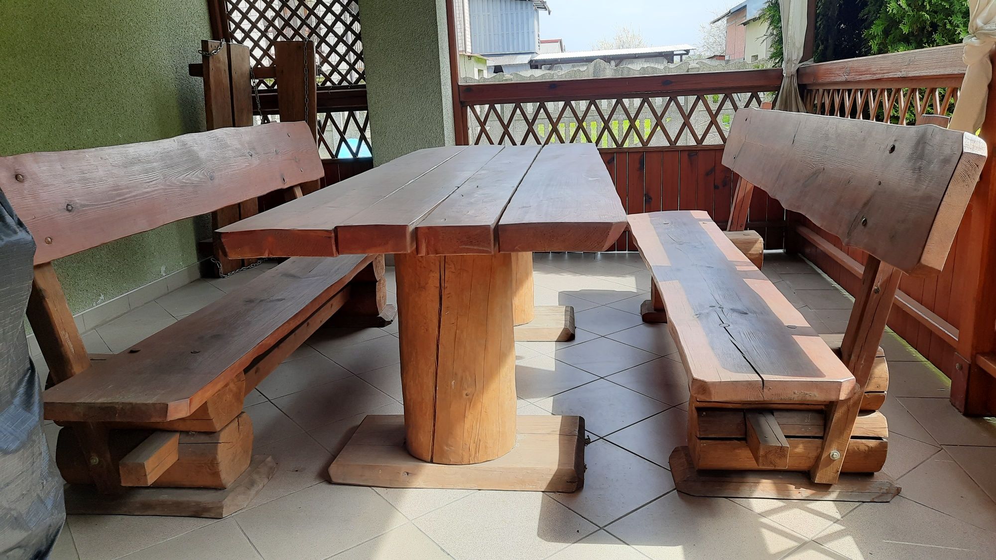 Stół z ławkami typu górskiego na taras. PROMOCJA
