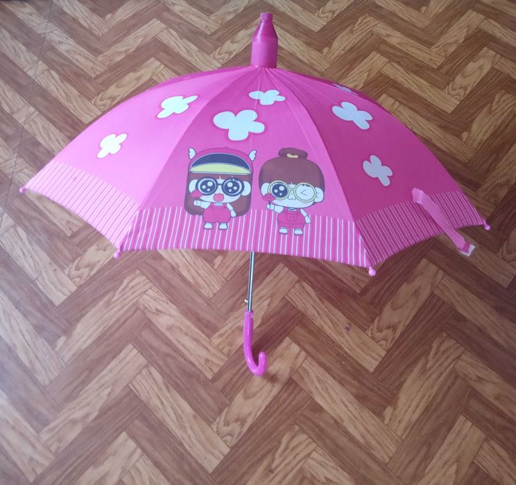 Детский зонтик розового цвета,полуавтомат