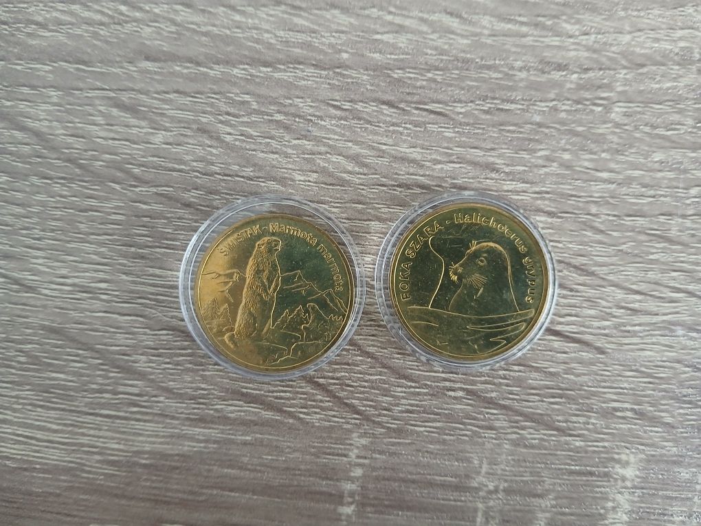 Dwie monety 2 zł Świstak & Foka Szara