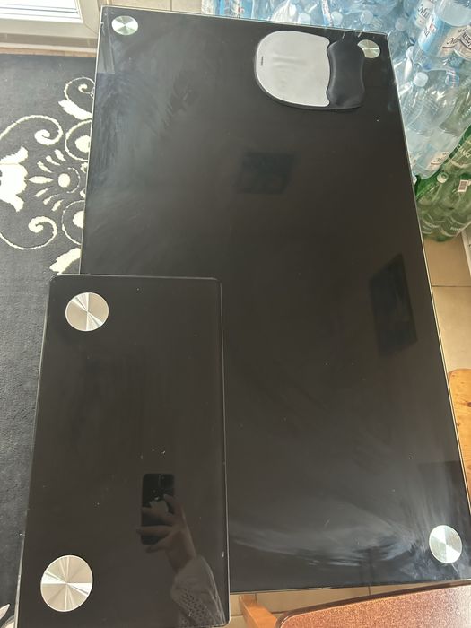 Szklane biurko, czarne, jak nowe