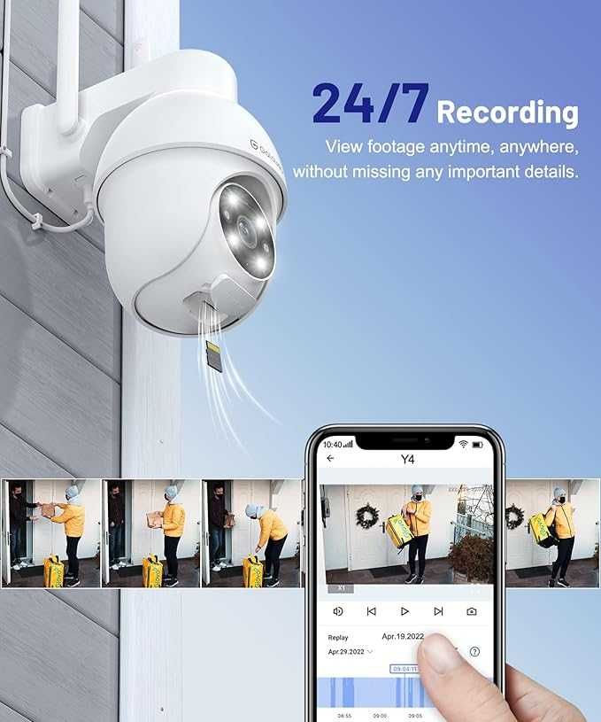 Kamera Zewnętrzna 2K PTZ WiFi Kamera IP Kol Nocny Audio Aplikacja 420