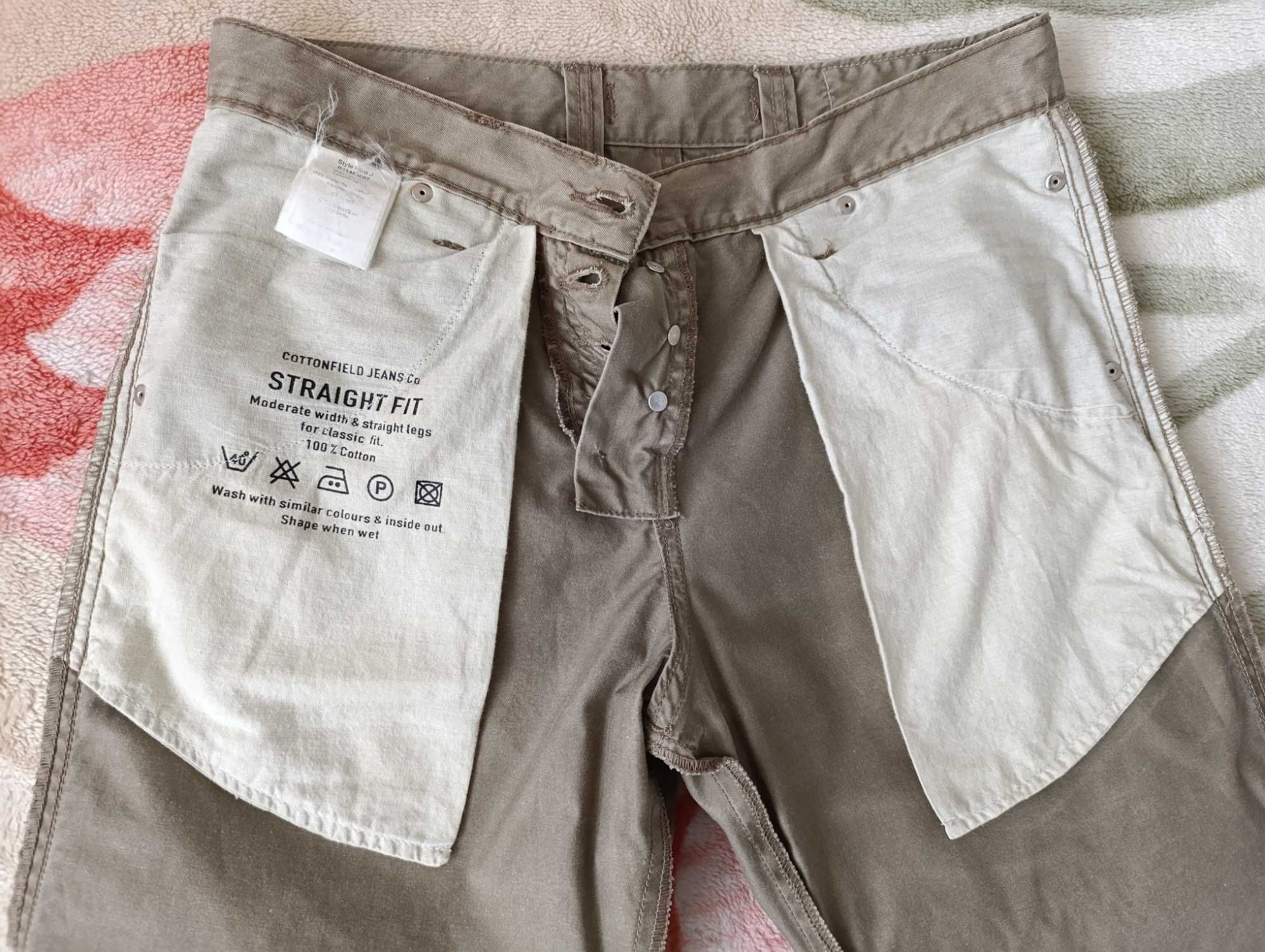 Beżowe spodnie męskie luźne Cottonfield Straight Fit 31 bawełna
