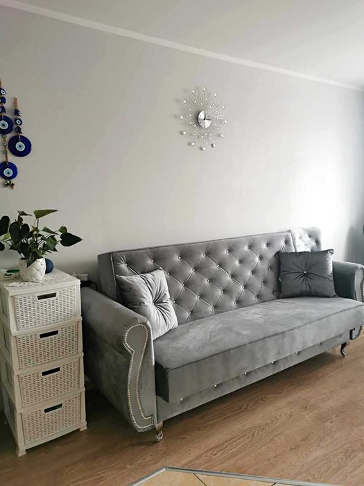 Sofa rozkładana kanapa Glamour kryształ funkcja spania PojemnikUSZAK