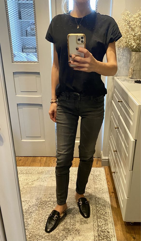 Zara czarne jeansy rurki 1975 blogerek jesień zamki 2019 Okazja