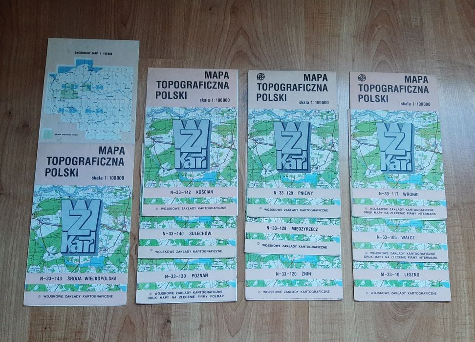Mapy Topograficzne Wielkopolski i Dolnego Śląska 20szt.