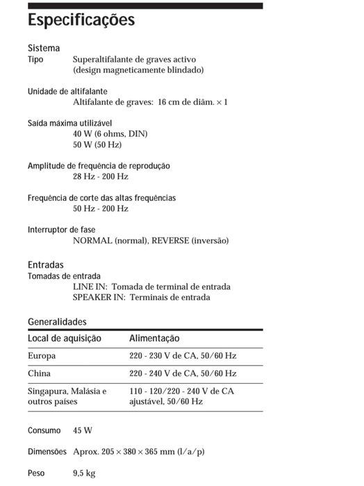 Subwoofer Sony SA-W305