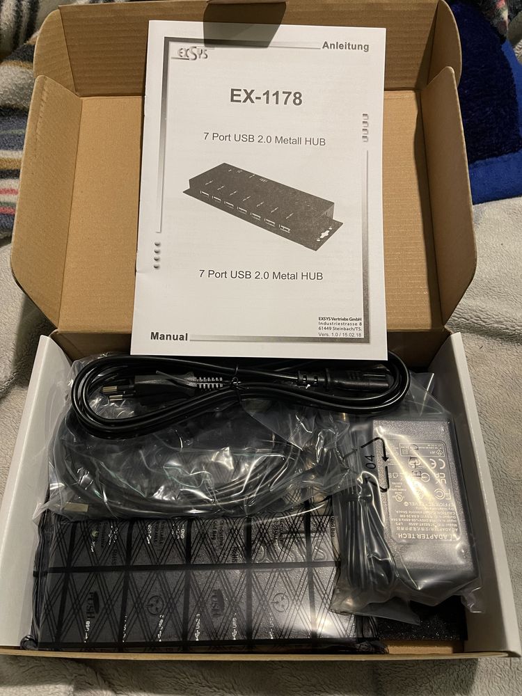 Хаб EXSYS EX-1178 USB 2.0 HUB with 7 ports (Metal case)