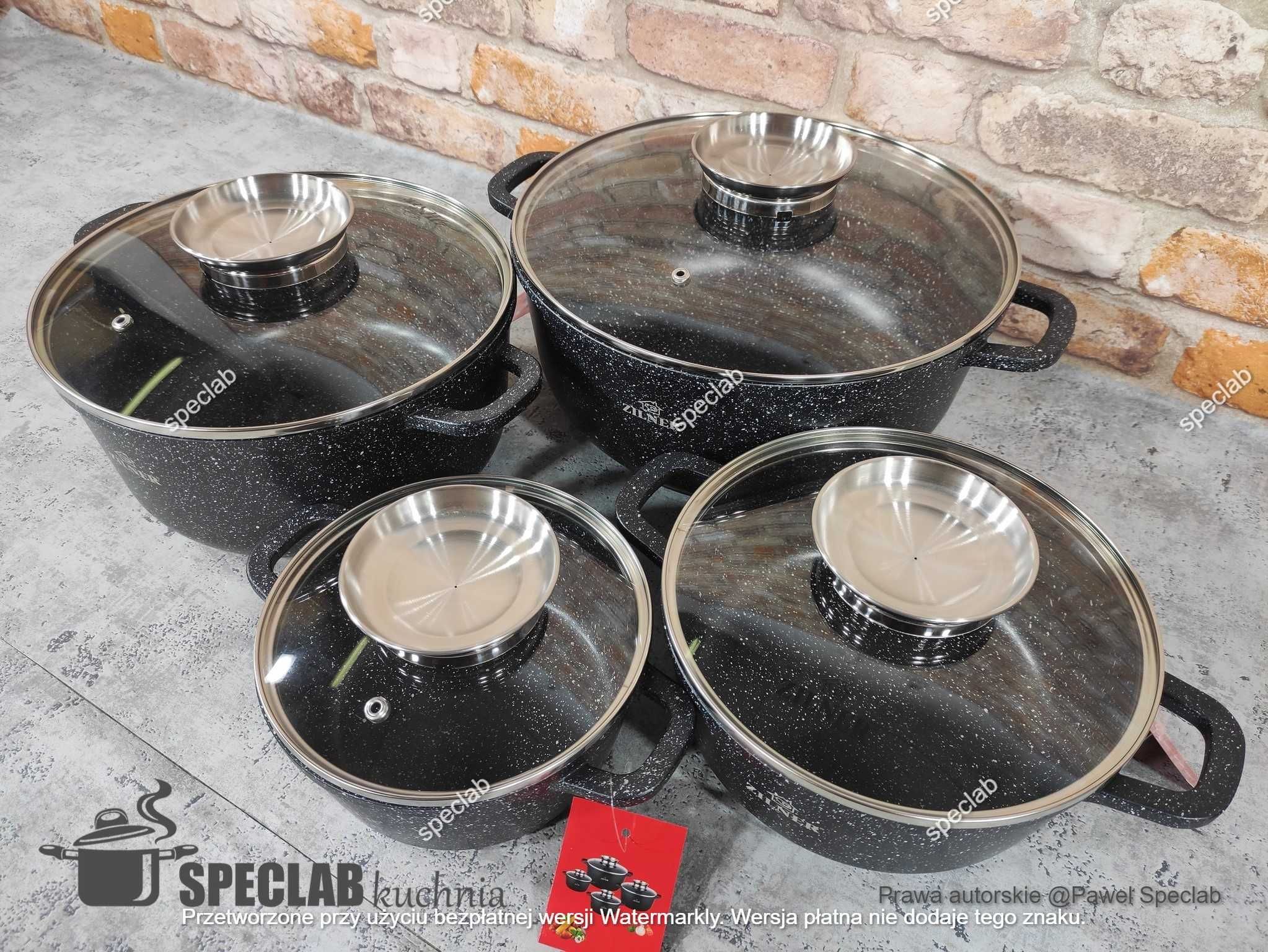 Zestaw 4 garnków marmurowych ZL-8900 Gaz, indukcja, piekarnik