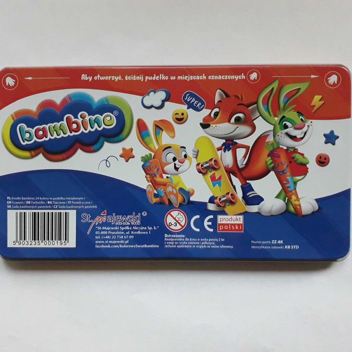 Kredki BAMBINO 24 kolory w pudełku metalowym