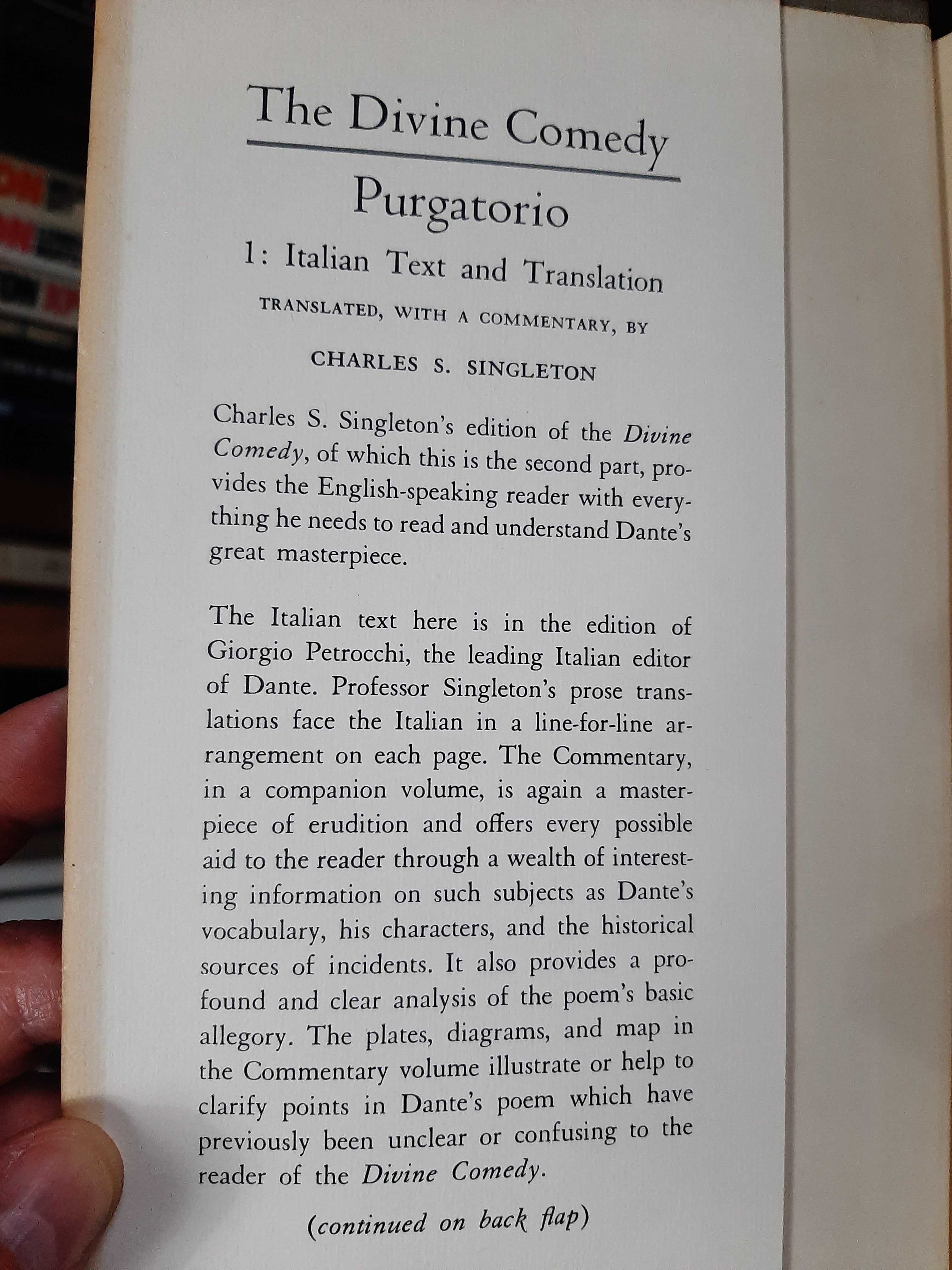 Dante Alighieri – Divine Comedy - Purgatorio – Ed Charles S. Singleton