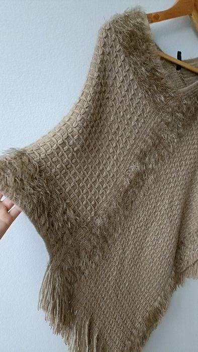Ponczo damskie narzutka peleryna boho na jesień jesienna na zimę