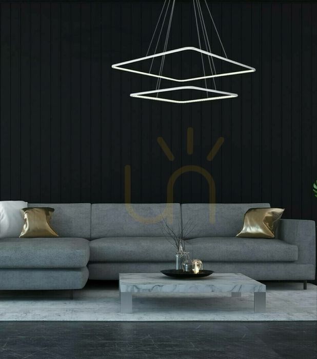 Lampa biały kwadrat Milagro Nix White podwójny pierścień wisząca