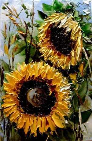 Sloneczniki - Obraz olejny 30x20cm. kwiaty
