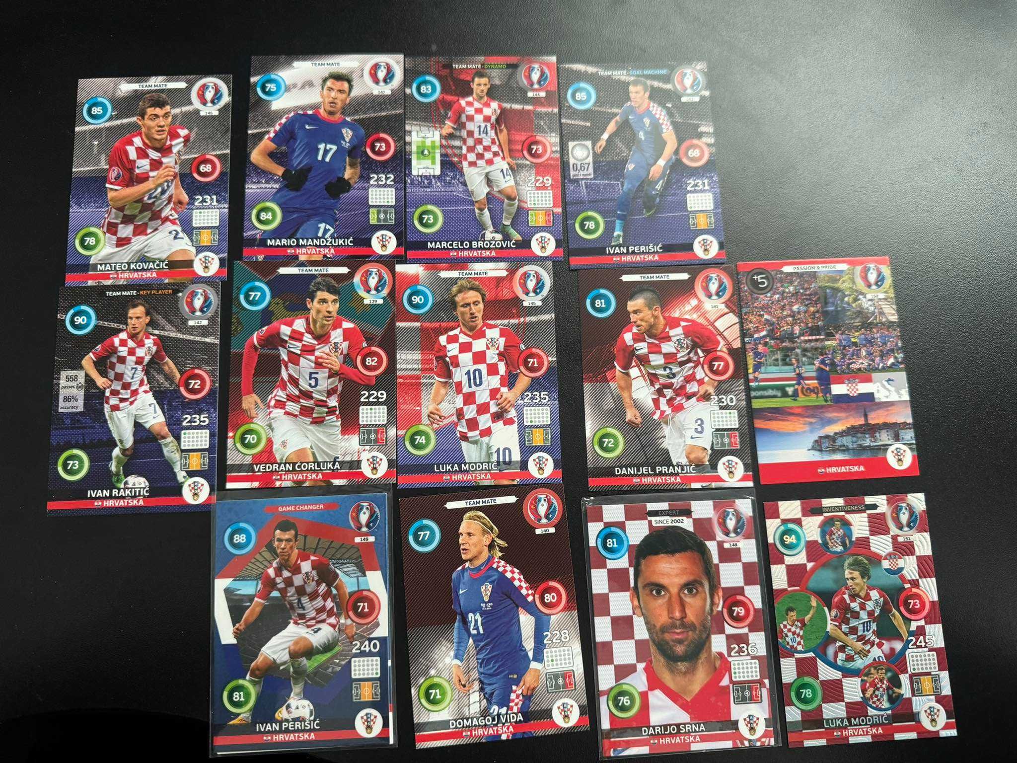 Kompletny Zestaw kart bazowych Euro 2016 Panini Chorwacja