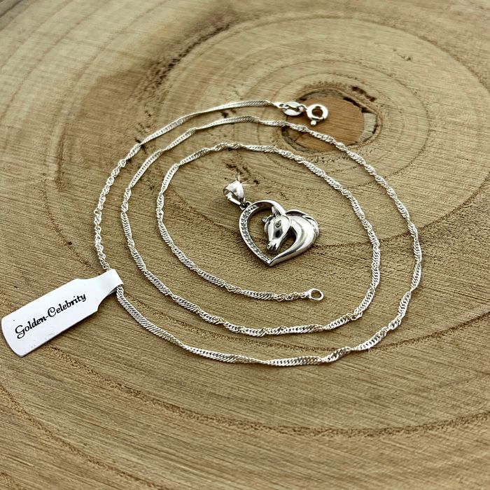 Naszyjnik Srebrny Koń / Łańcuszek + Zawieszka Pr. 925 + Gratisy + Dedy