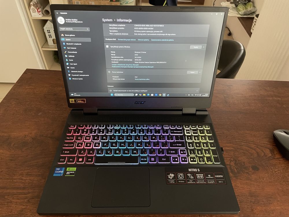 Acer nitro 5, core 7 rtx 4060