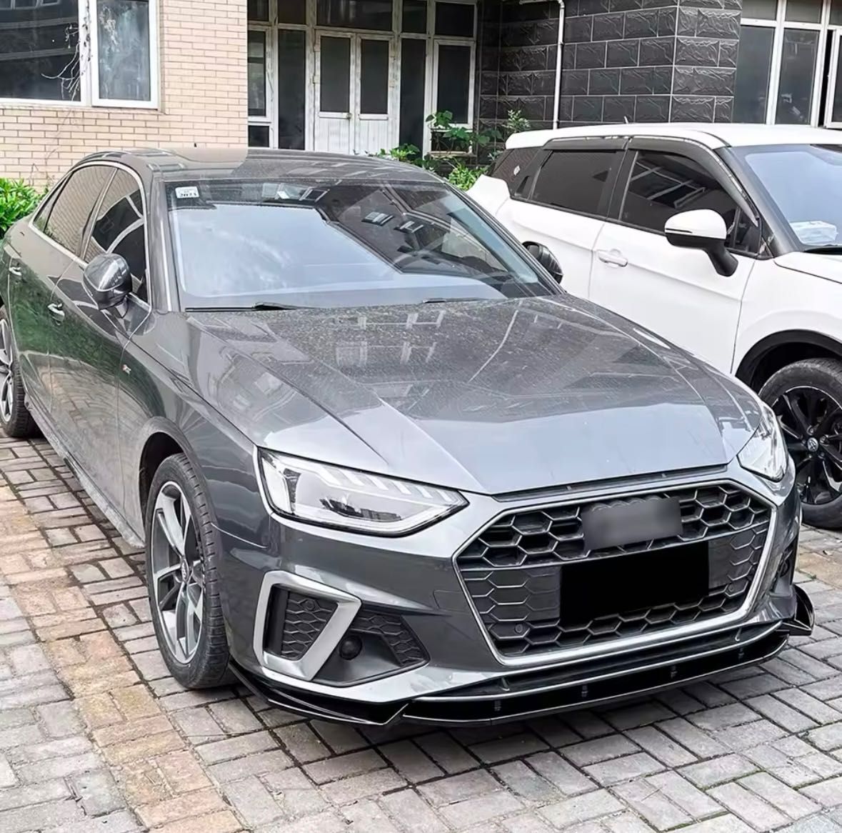 Губа на передний бампер сплитер AUDI A4 S4 B9 9.5 S Line накладка а4