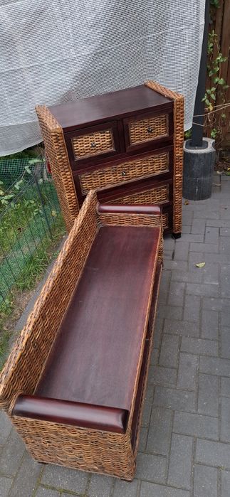 Zestaw siedlisko plus komoda ratanowa