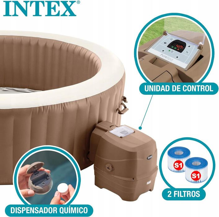 Basen Z Hydromasażem Nadmuchiwany Okrągły Intex Pure Spa Sahara 6 os.