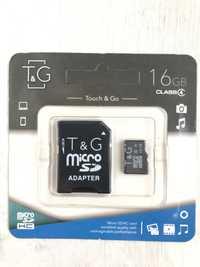 Карта памяти T&G micro SDHC 16GB class 4 (с адаптером) TG-16GBSDCL4-01