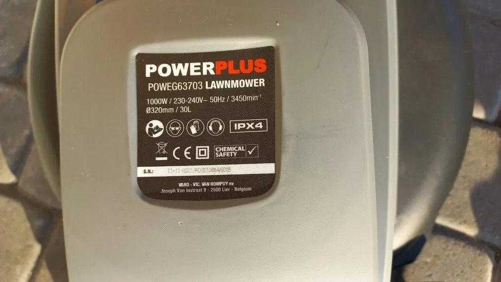Качественная 32см Бельгия ПРОВЕРЕННАЯ газонокосилка 1000Вт Powerplus