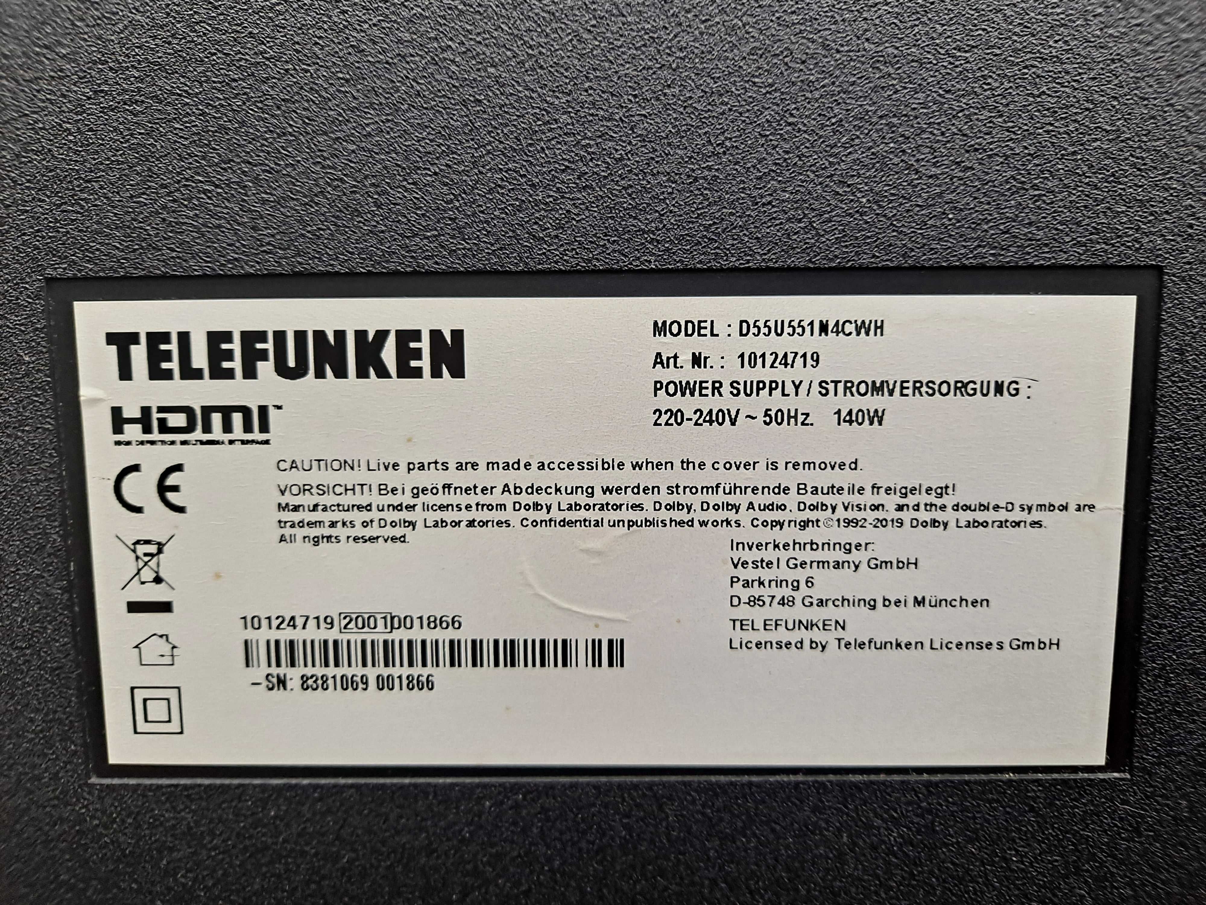 telewizor Telefunken Smart Tv 4K 55 cali