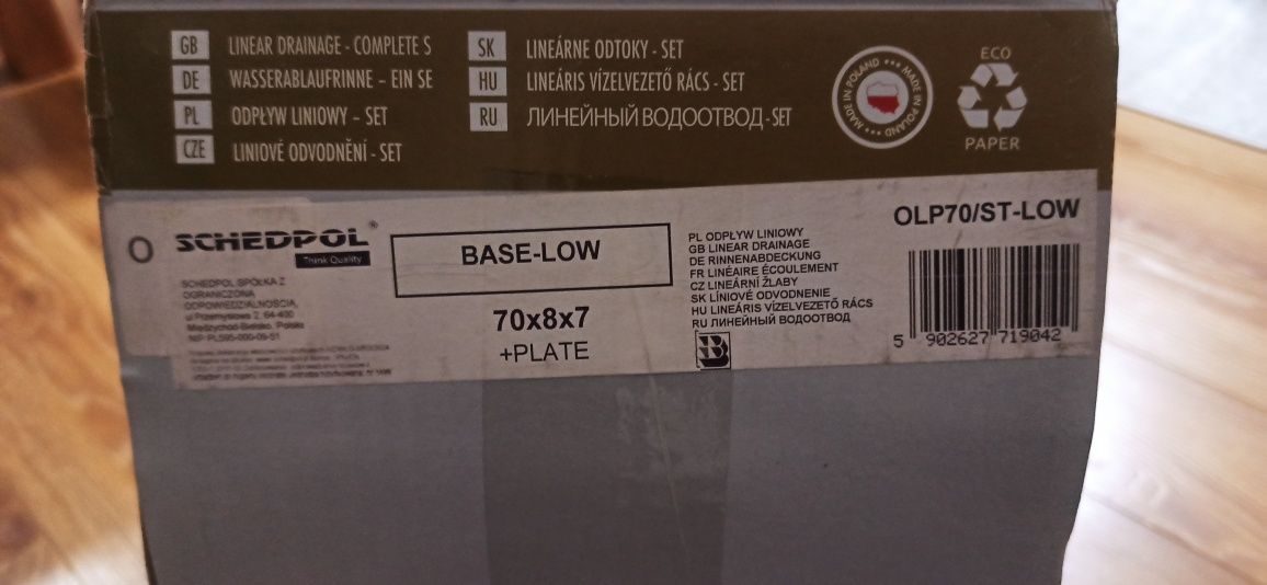 Odpływ liniowy 70 cm  Schedpol OLP70/ST-LOW