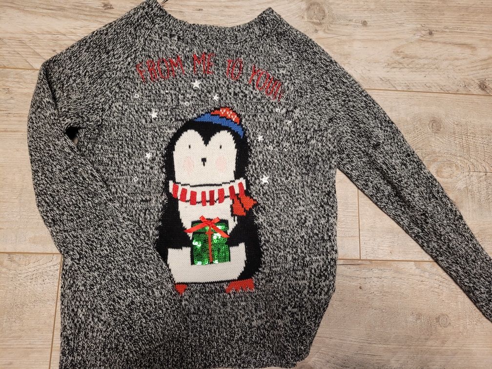 Sweterek S Świąteczny C&A pingwin