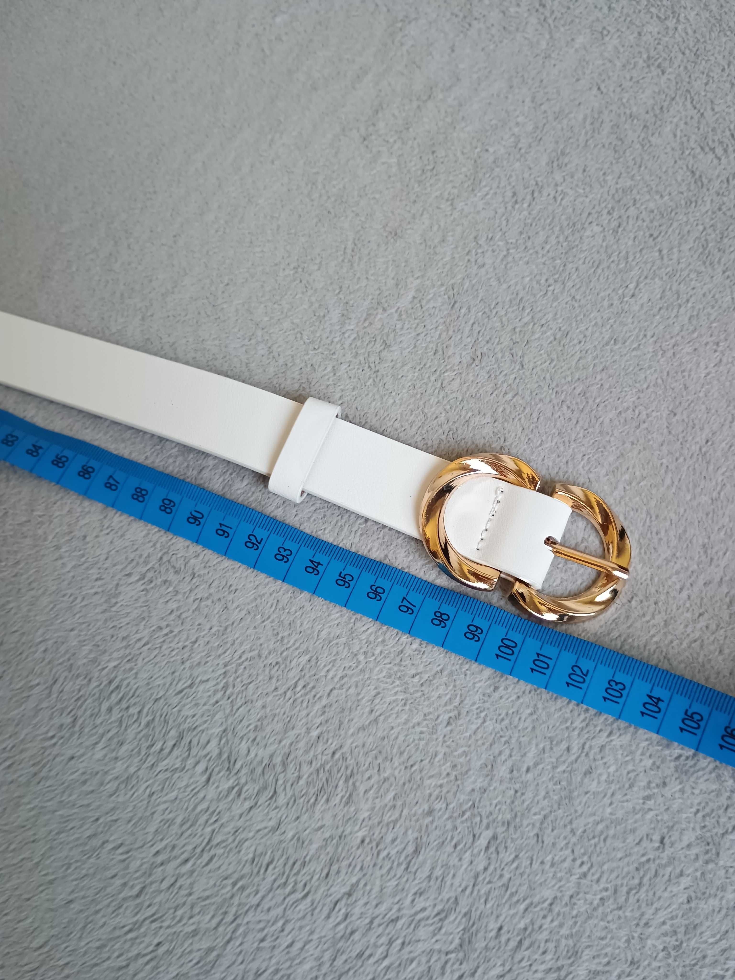 Damski pasek z ozdobną klamrą 100 cm, biały